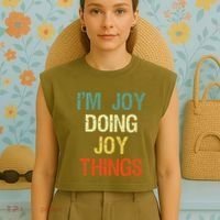 IM Joy Doing Joy Things Personalized First Name Gift Garment-Dyed Women's Muscle Tee thumb 4