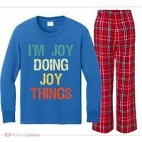I'M Joy Doing Joy Things Personalized First Name Gift Kids Long Sleeve Plaid Pajama Set thumb 0