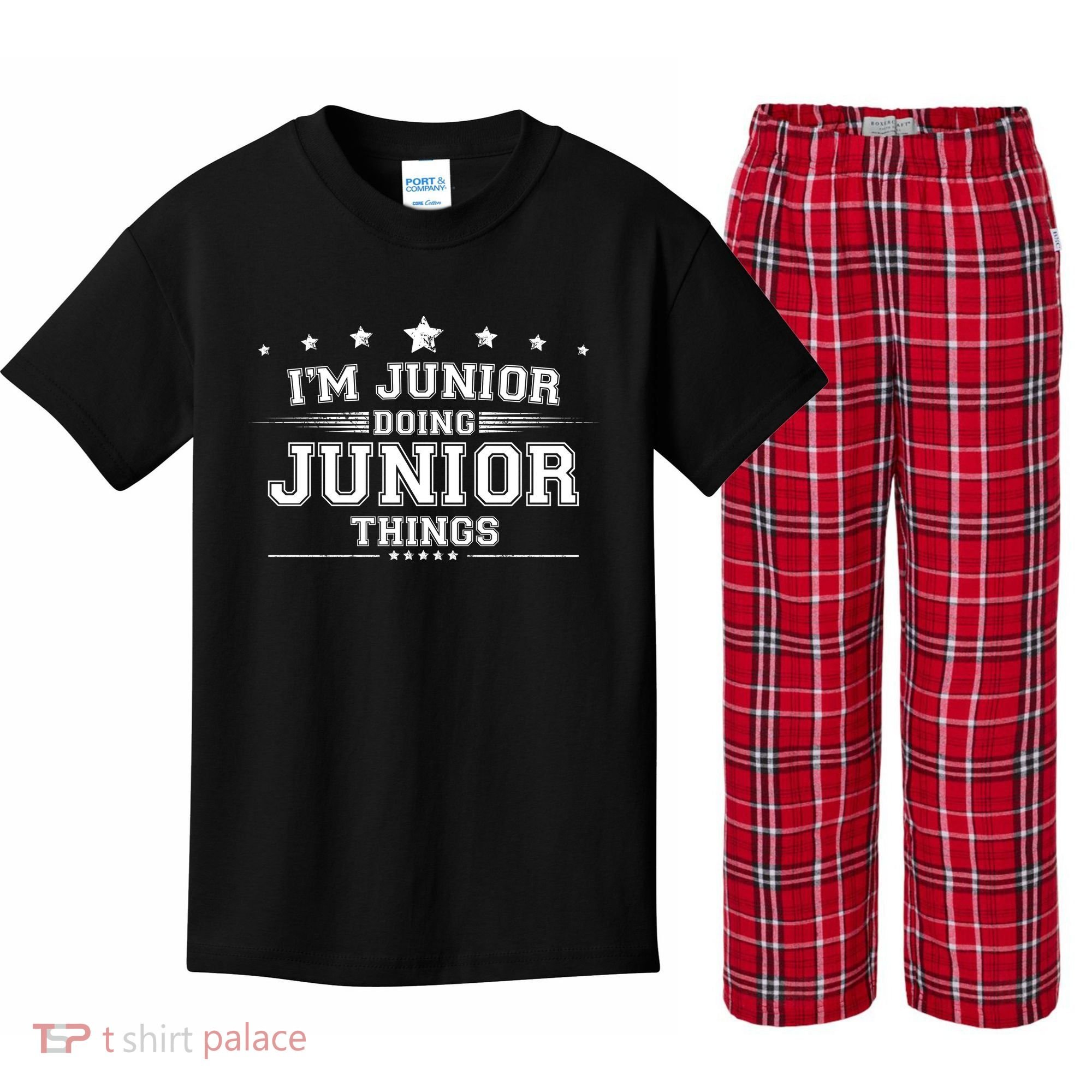 Im Junior Doing Junior Things Kids Plaid Pajama Set