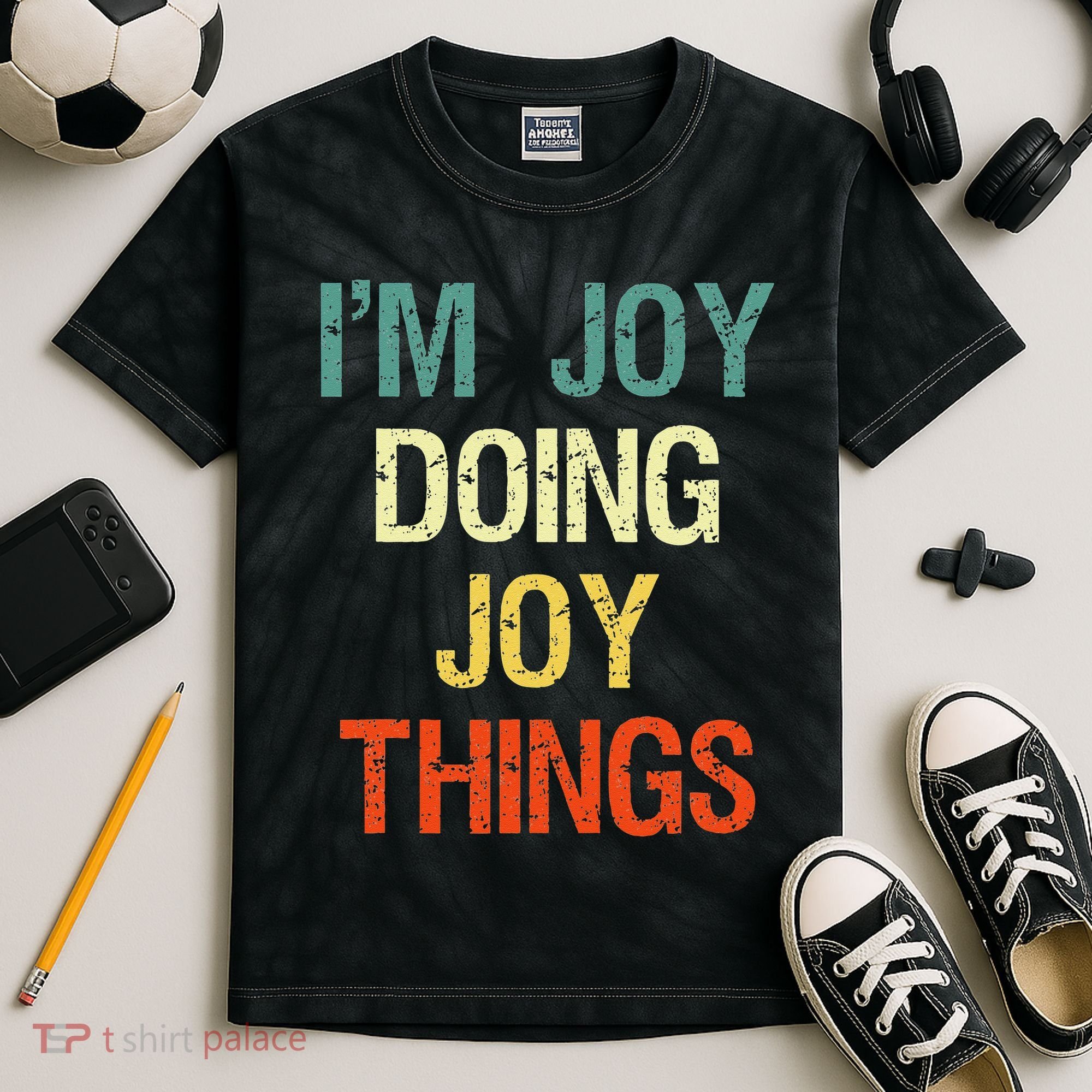 IM Joy Doing Joy Things Personalized First Name Gift Kids Tie-Dye T-Shirt