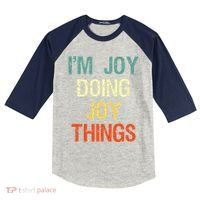 IM Joy Doing Joy Things Personalized First Name Gift Kids Colorblock Raglan Jersey thumb 0