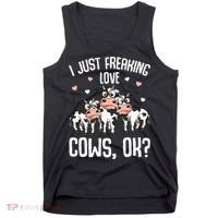 I just freaking love Cows Farmers Cow Lover Tank Top thumb 0
