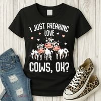 I just freaking love Cows Farmers Cow Lover Women's T-Shirt thumb 3