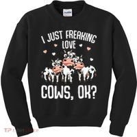 I just freaking love Cows Farmers Cow Lover Kids Sweatshirt thumb 0