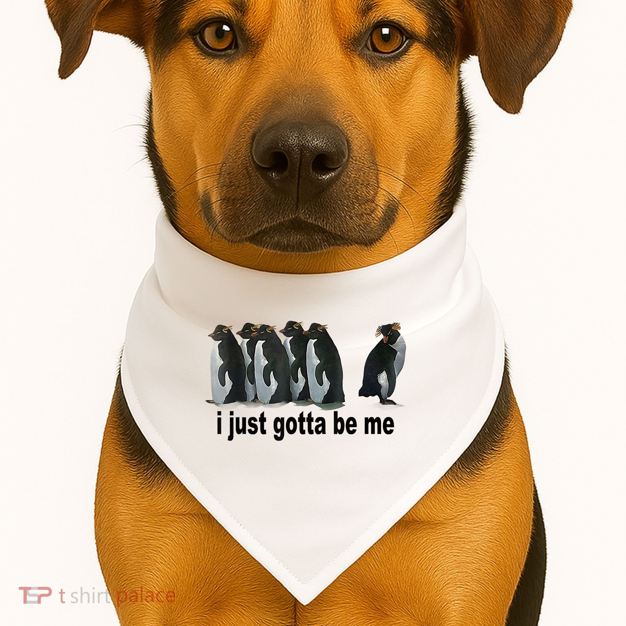 I Just Gotta Be Me Penguin Funny Gift USA-Made Doggie Bandana