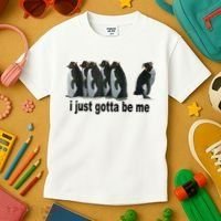 I Just Gotta Be Me Penguin Funny Gift Kids T-Shirt thumb 3