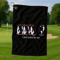 I Just Gotta Be Me Penguin Funny Tv Show Golf Towel thumb 1
