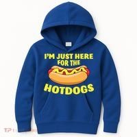 I'm Just Here For The Hotdogs Funny Hot Dog Gift Kids Hoodie thumb 0