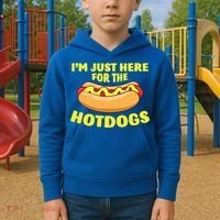 I'm Just Here For The Hotdogs Funny Hot Dog Gift Kids Hoodie thumb 2