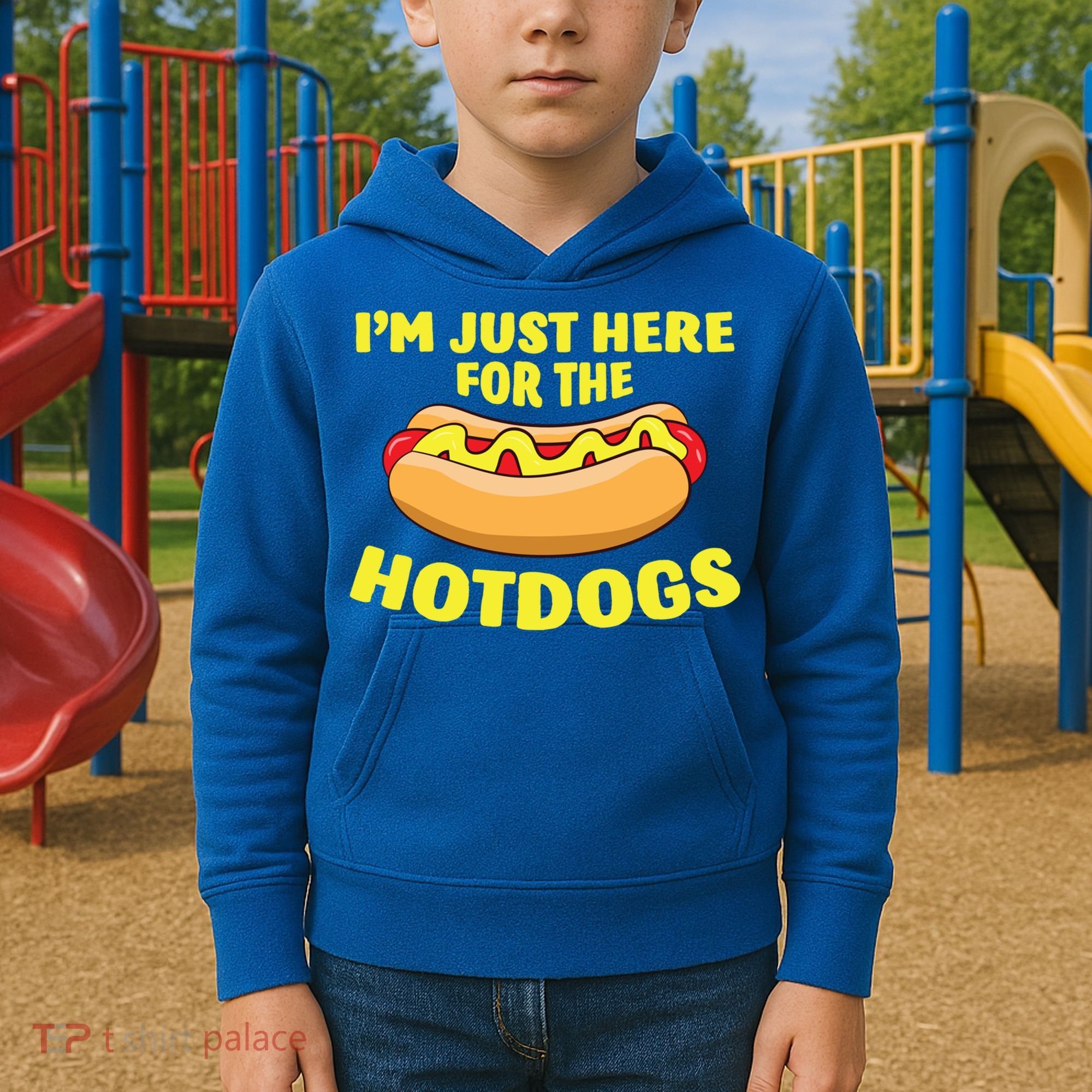 I'm Just Here For The Hotdogs Funny Hot Dog Gift Kids Hoodie