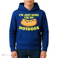 I'm Just Here For The Hotdogs Funny Hot Dog Gift Kids Hoodie thumb 4