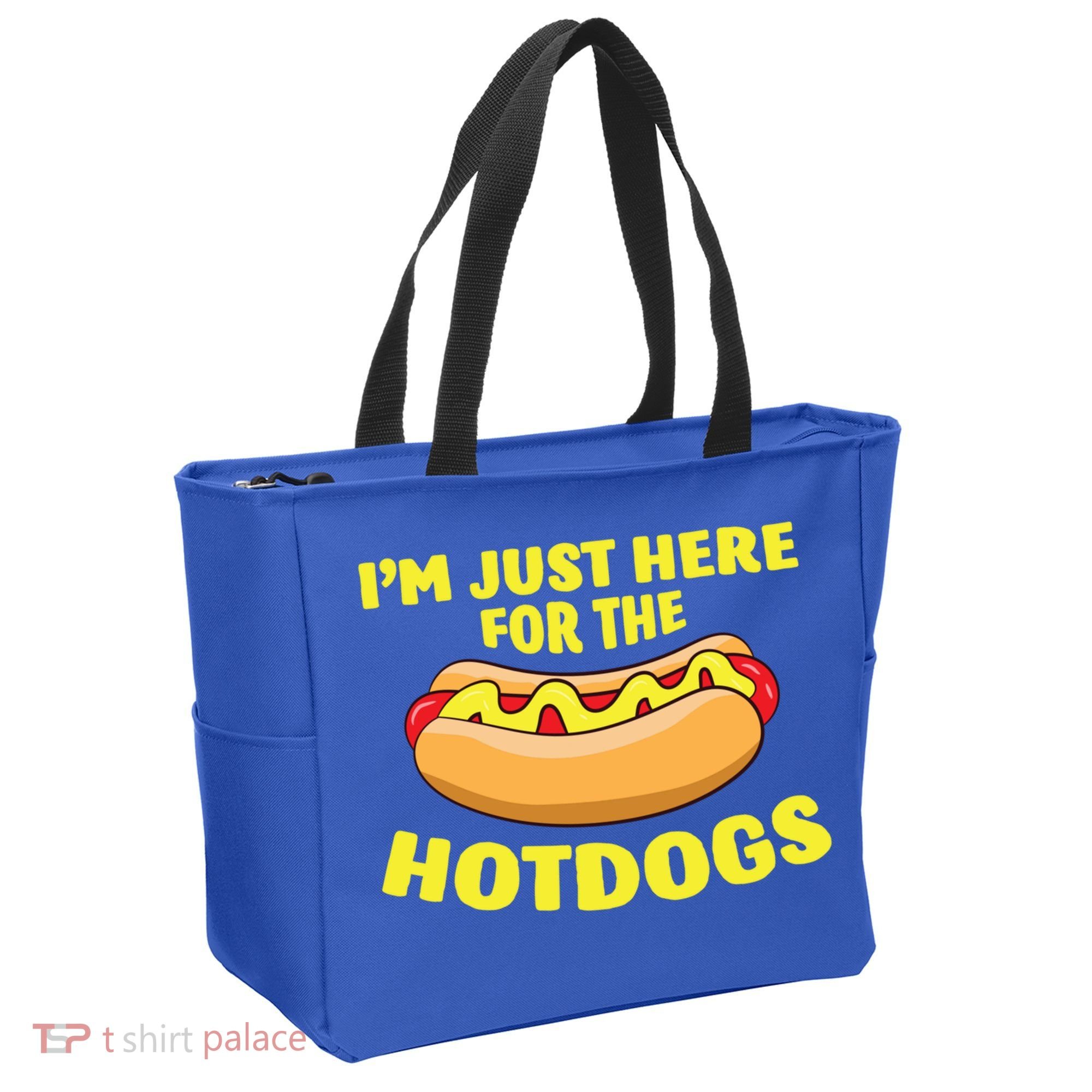 I'm Just Here For The Hotdogs Funny Hot Dog Gift Tote Bag