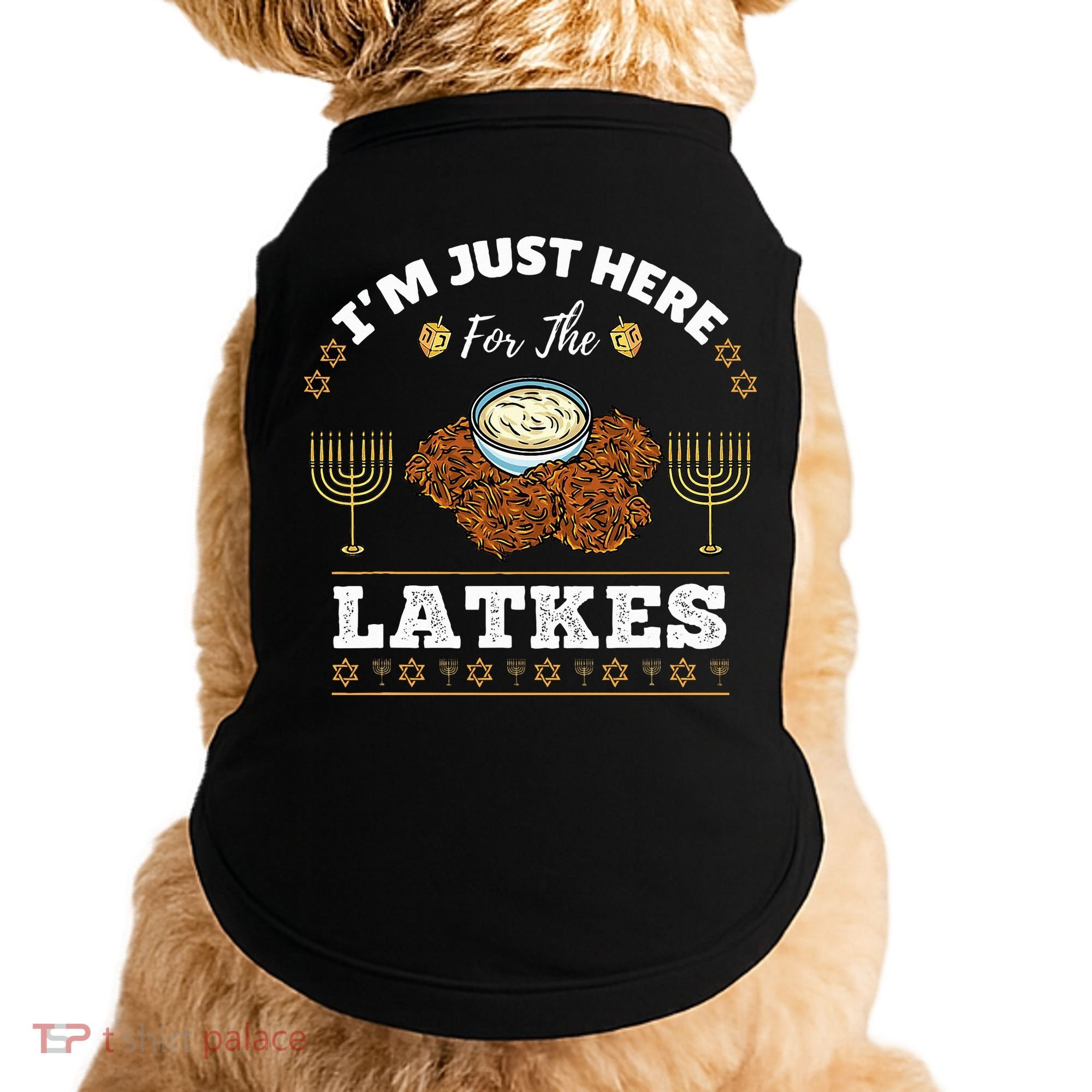 Im Just Here For The Latkes Chanukah Hanukkah  Doggie Tank