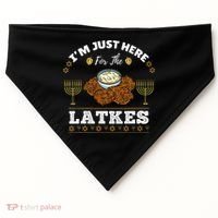 Im Just Here For The Latkes Chanukah Hanukkah  USA-Made Doggie Bandana thumb 0