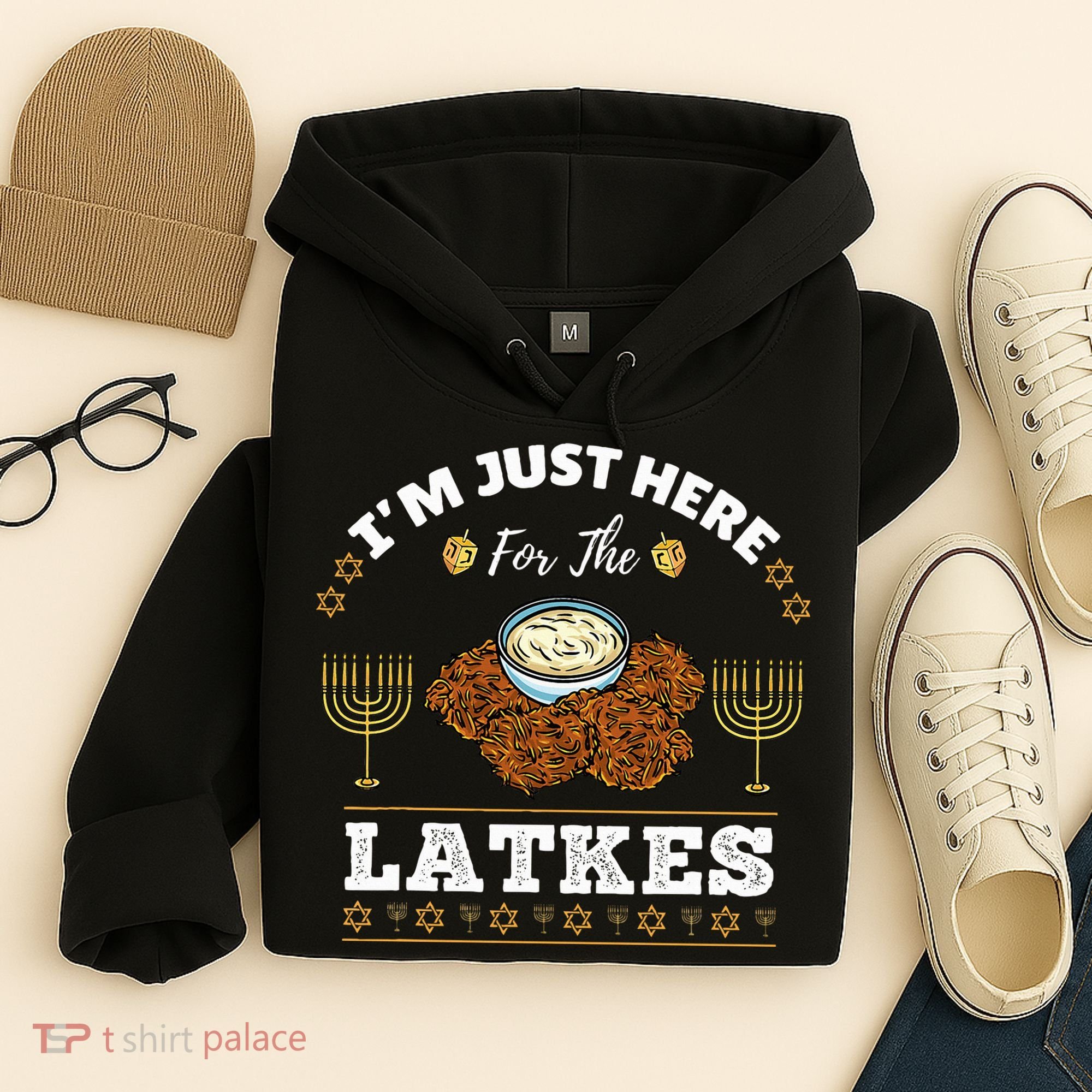 Im Just Here For The Latkes Chanukah Hanukkah  Hoodie