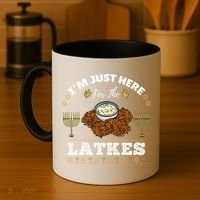 Im Just Here For The Latkes Chanukah Hanukkah  Coffee Mug thumb 4