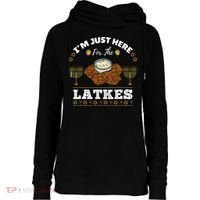Im Just Here For The Latkes Chanukah Hanukkah  Womens Funnel Neck Pullover Hood thumb 0