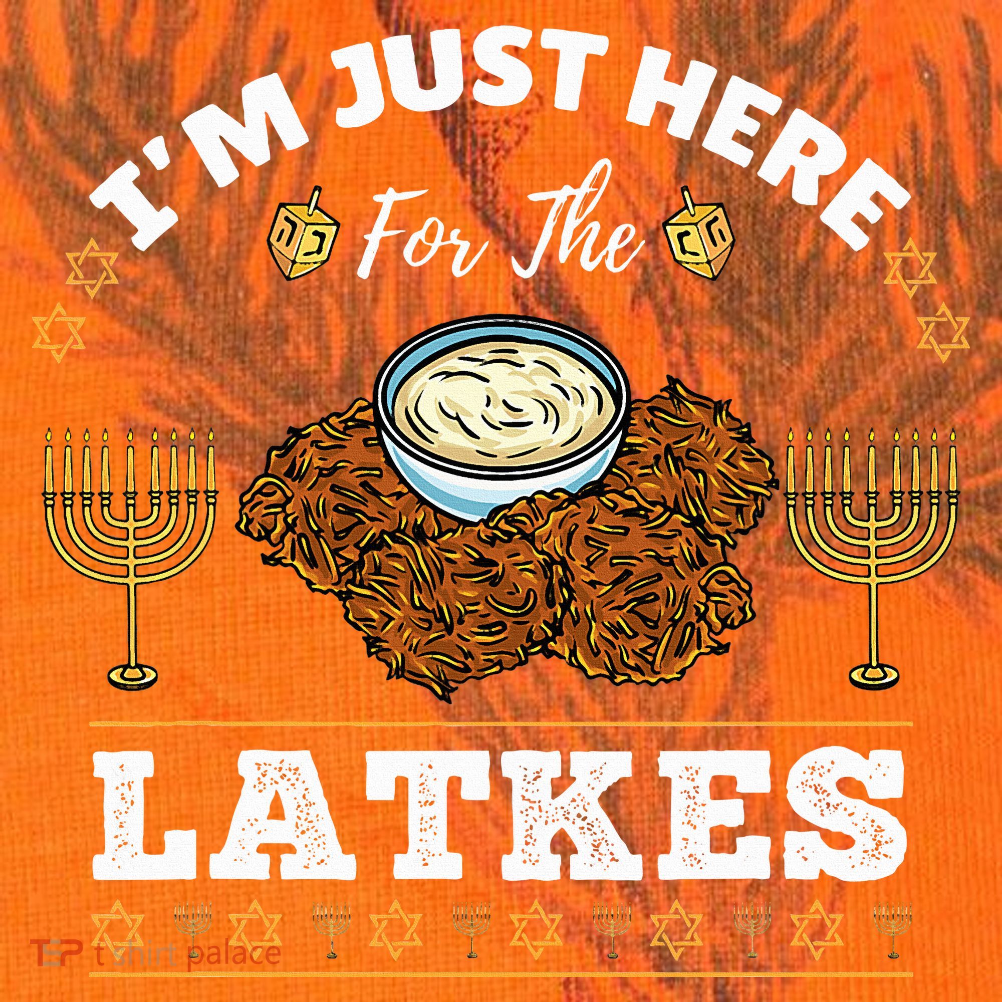 Im Just Here For The Latkes Chanukah Hanukkah  Kati Licensed 12" Camo Cuffed Beanie