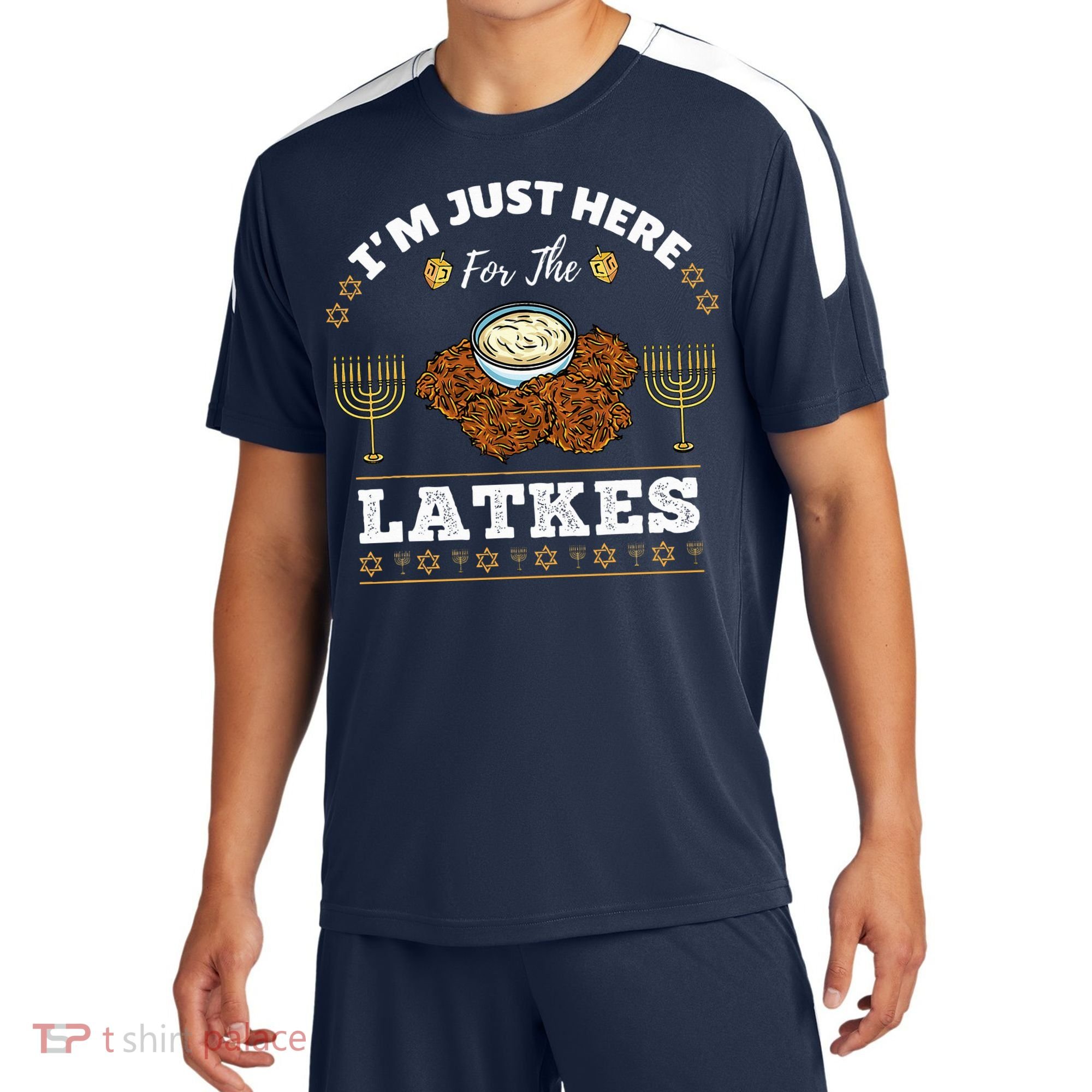 Im Just Here For The Latkes Chanukah Hanukkah  Sport-Tek Competitor United Soccer Jersey