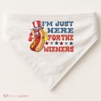 Im Just Here For The Wieners Sausage USA-Made Doggie Bandana thumb 0