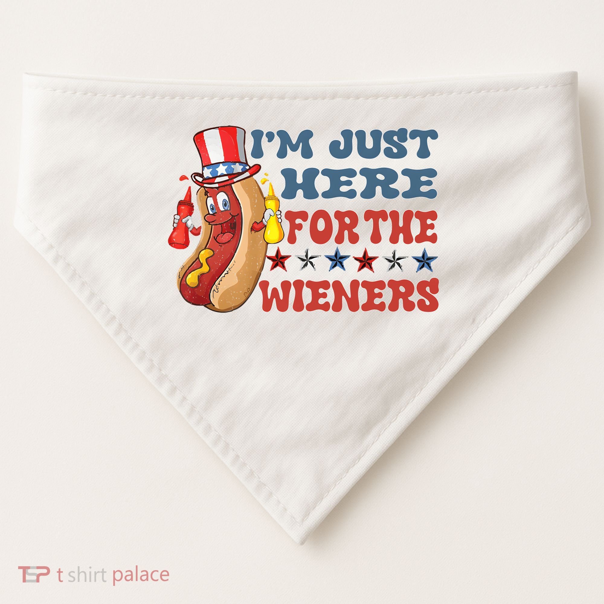 Im Just Here For The Wieners Sausage USA-Made Doggie Bandana