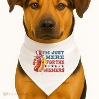 Im Just Here For The Wieners Sausage USA-Made Doggie Bandana thumb 1
