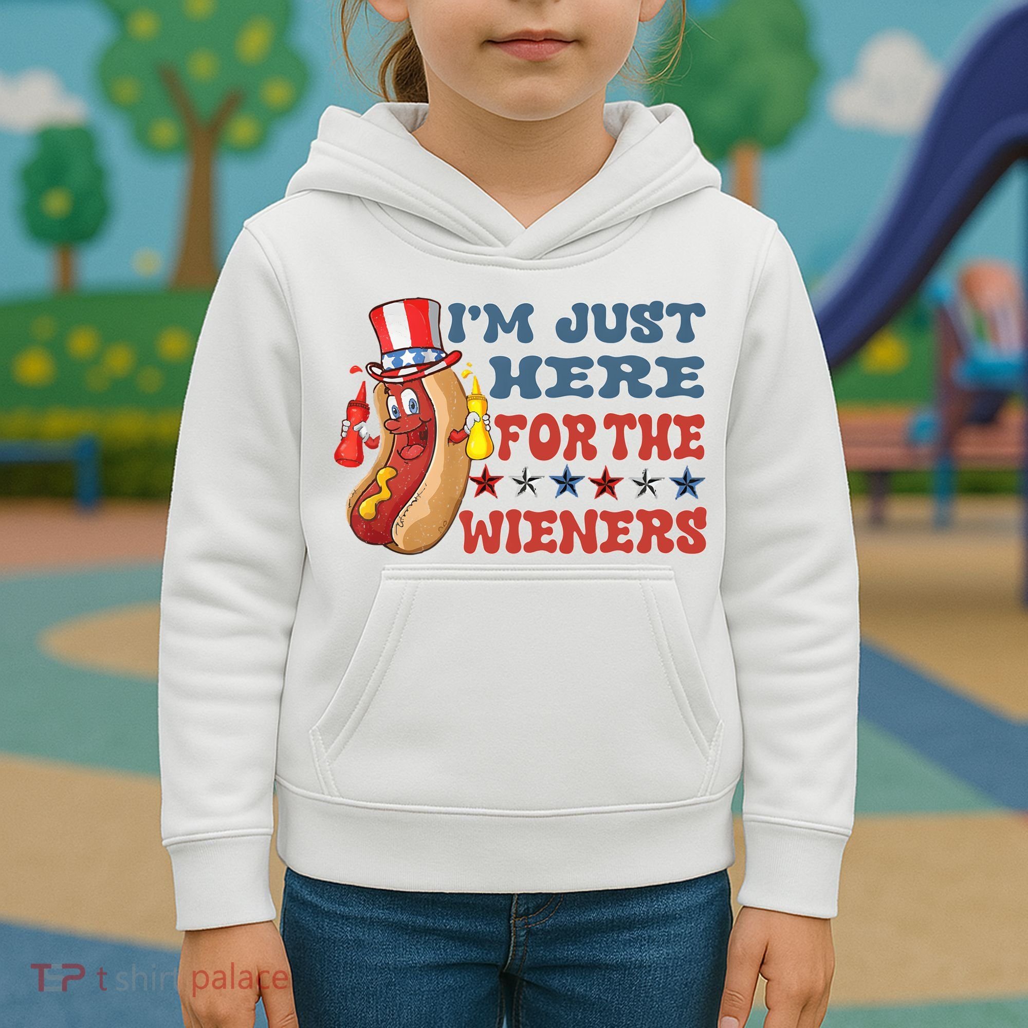 Im Just Here For The Wieners Sausage Kids Hoodie