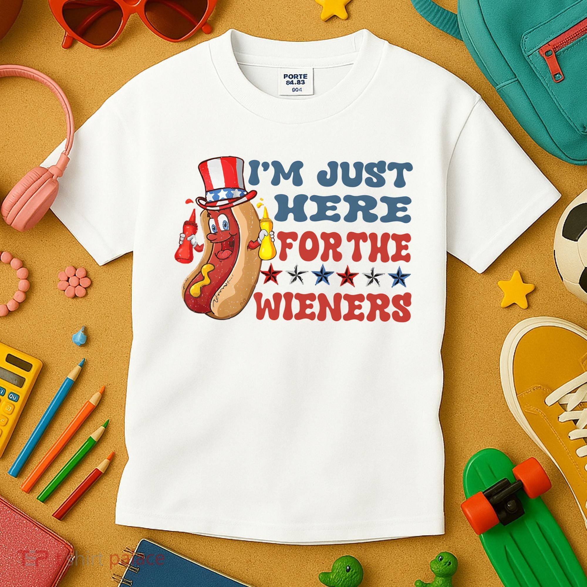 Im Just Here For The Wieners Sausage Kids T-Shirt