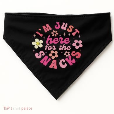 I'm Just Here For The Snacks Funny Saying USA-Made Doggie Bandana