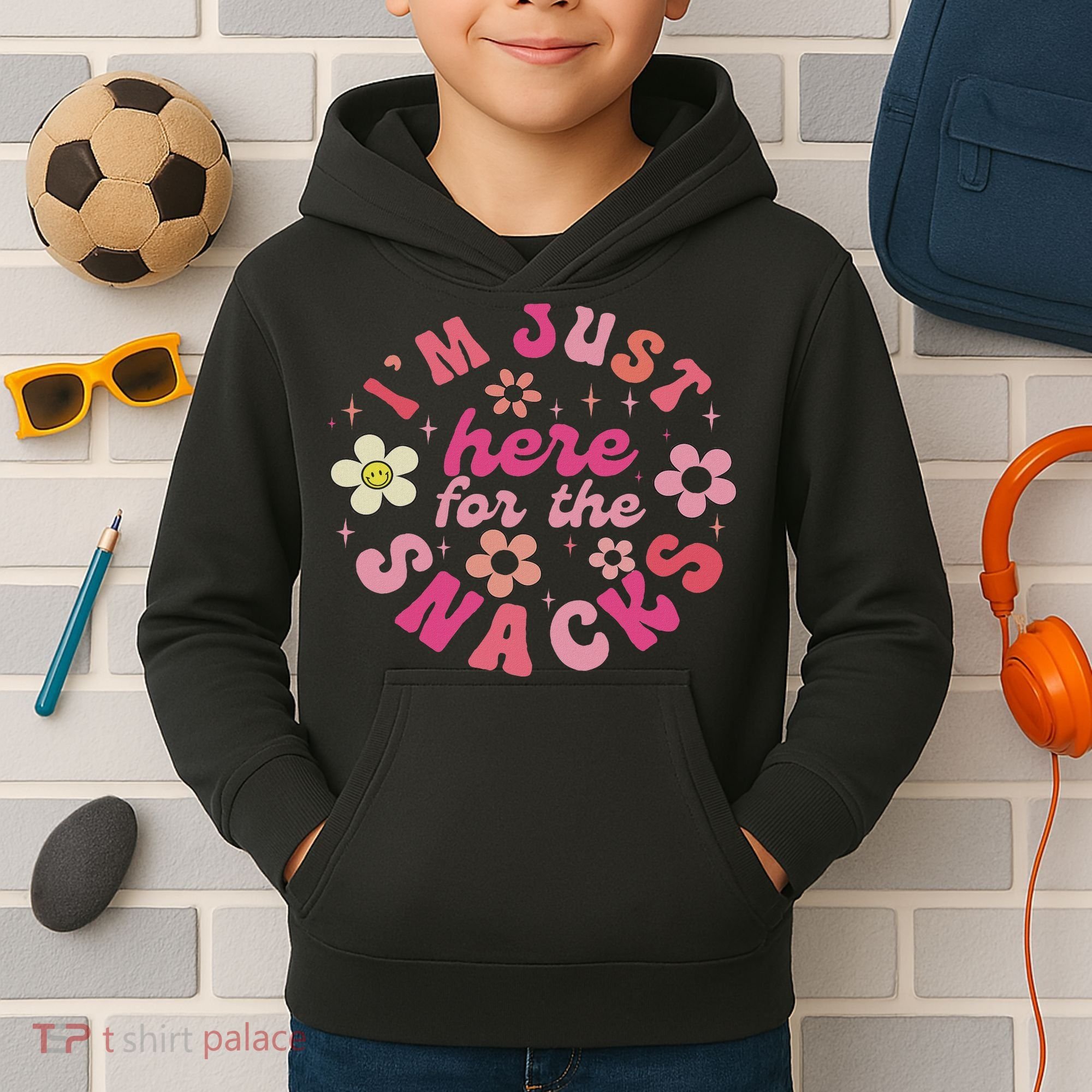 I'm Just Here For The Snacks Funny Saying Kids Hoodie