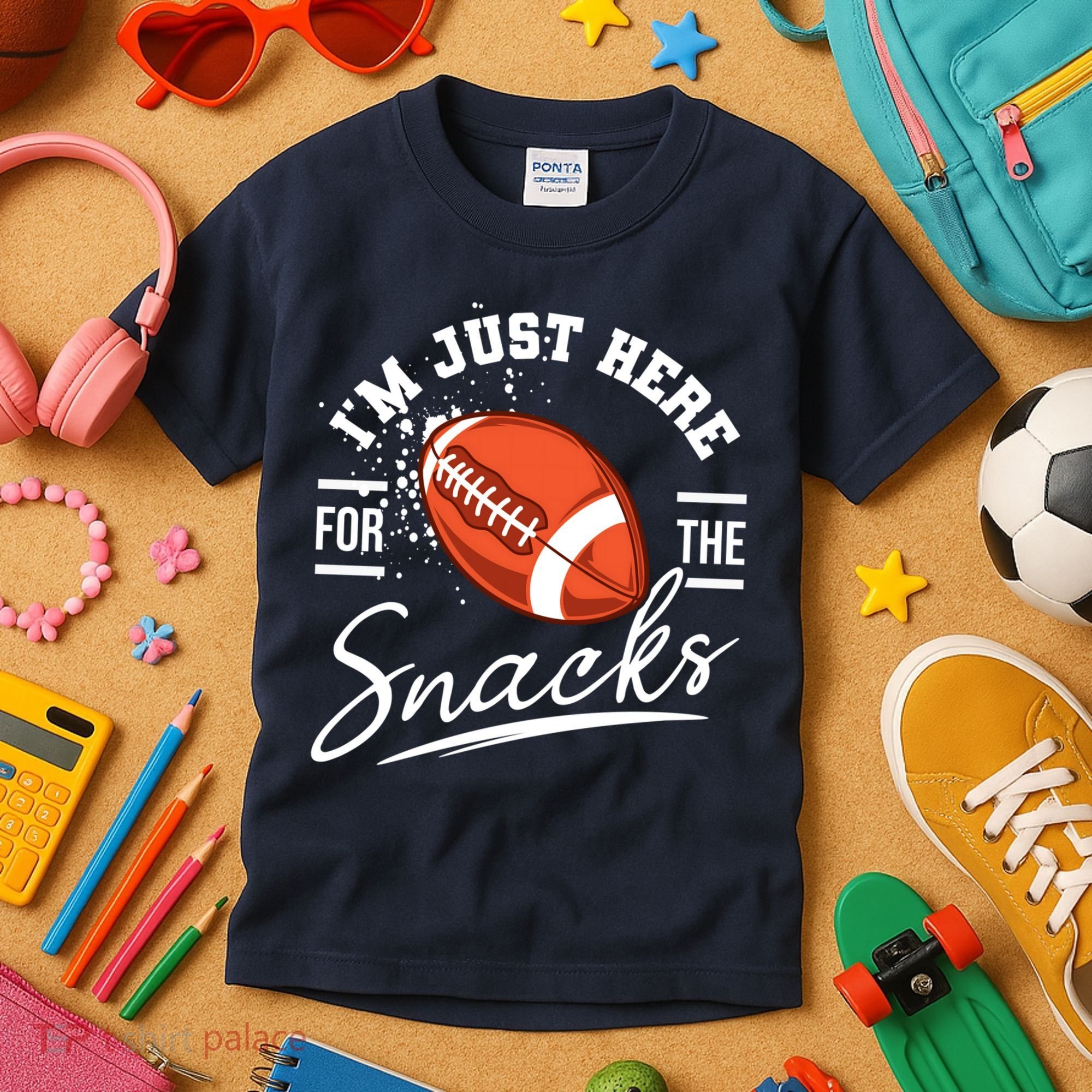 I'm Just Here For The Snacks Funny Football Kids T-Shirt
