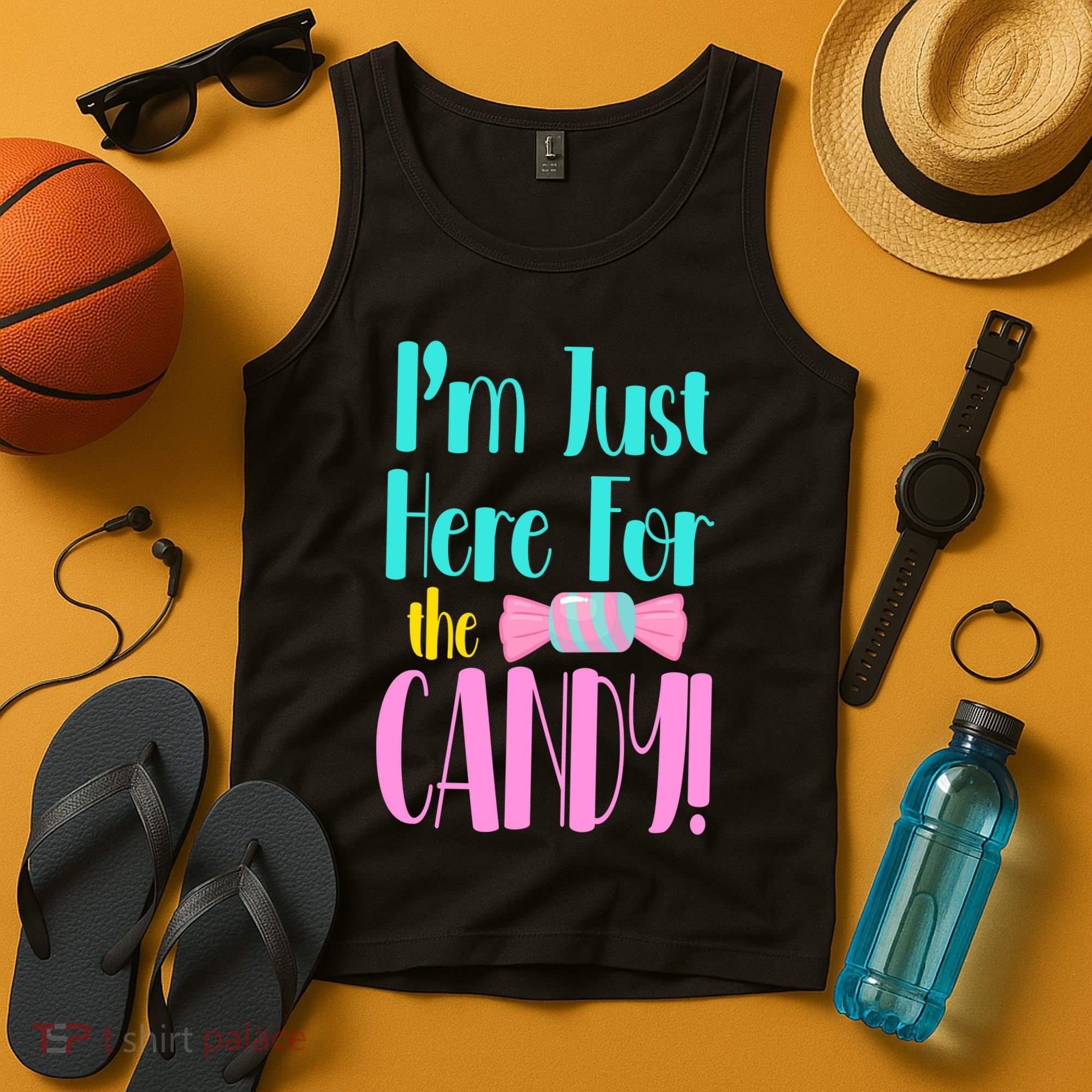 Im Just Here For The Candy Halloween Tank Top