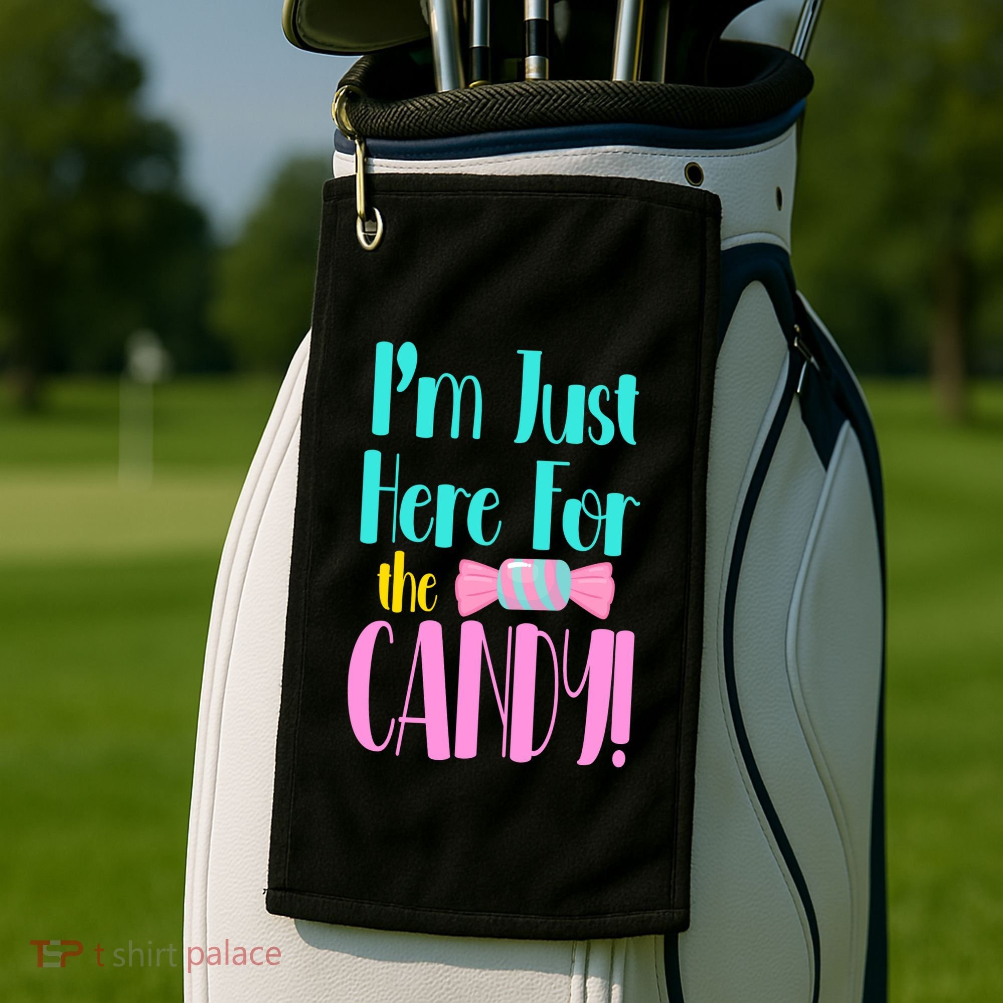 Im Just Here For The Candy Halloween Golf Towel