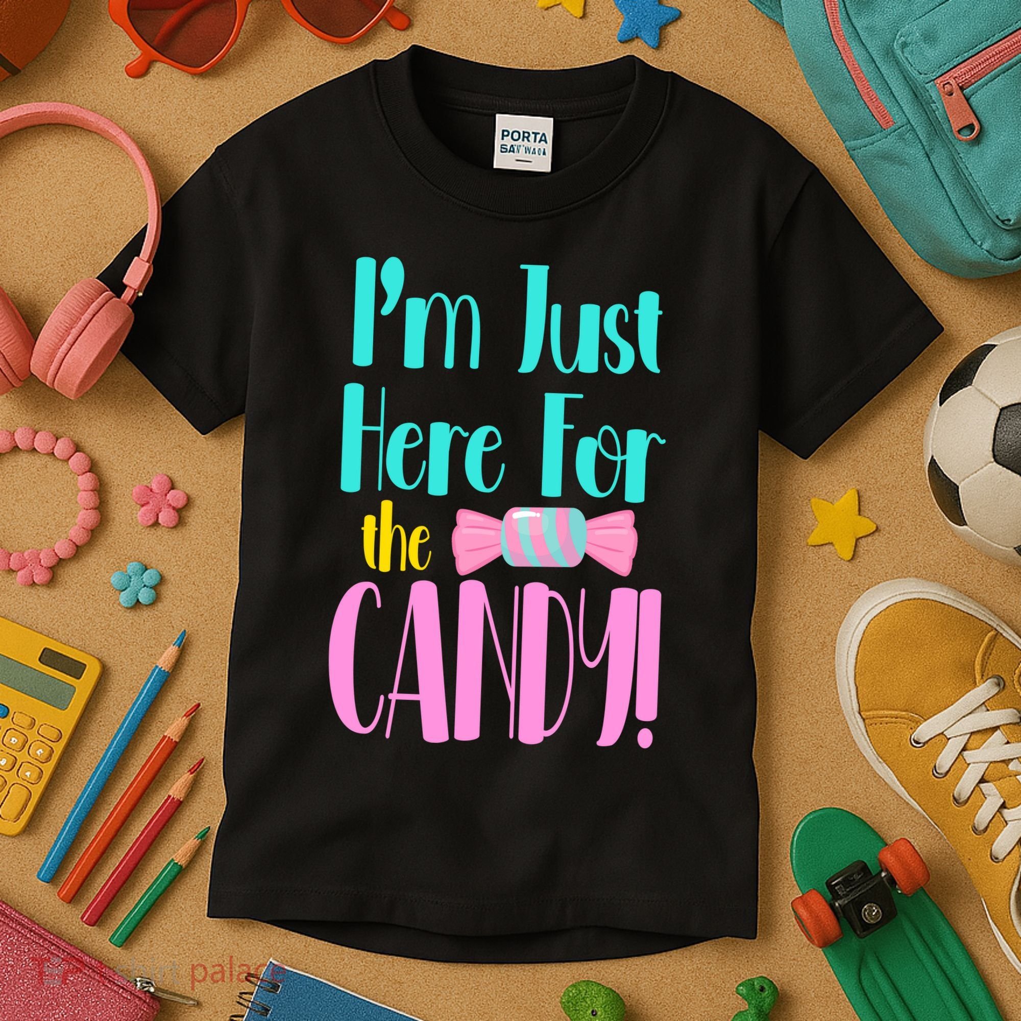 Im Just Here For The Candy Halloween Kids T-Shirt