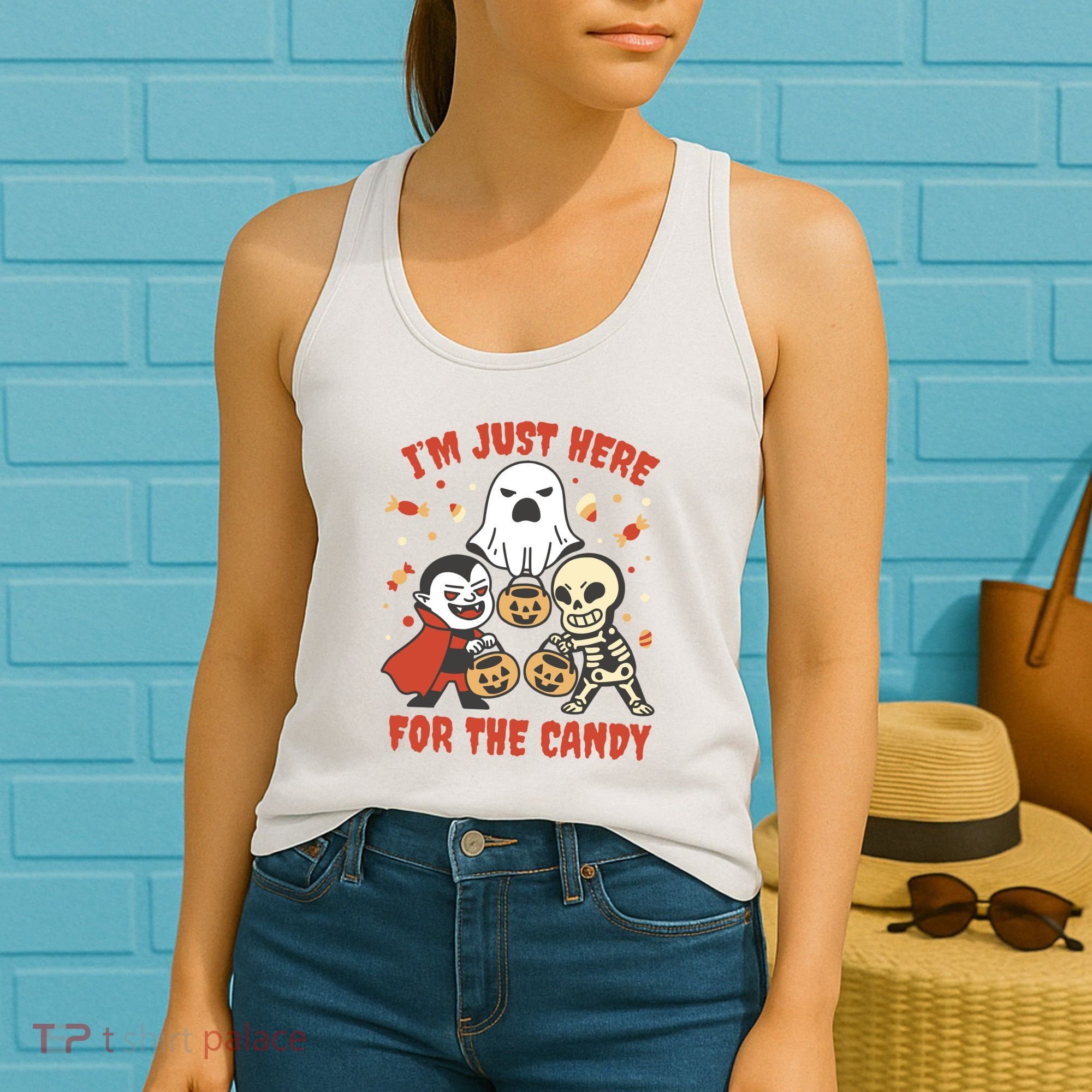 I'm Just Here For The Candy Halloween Costume Funny Women's Tank Top