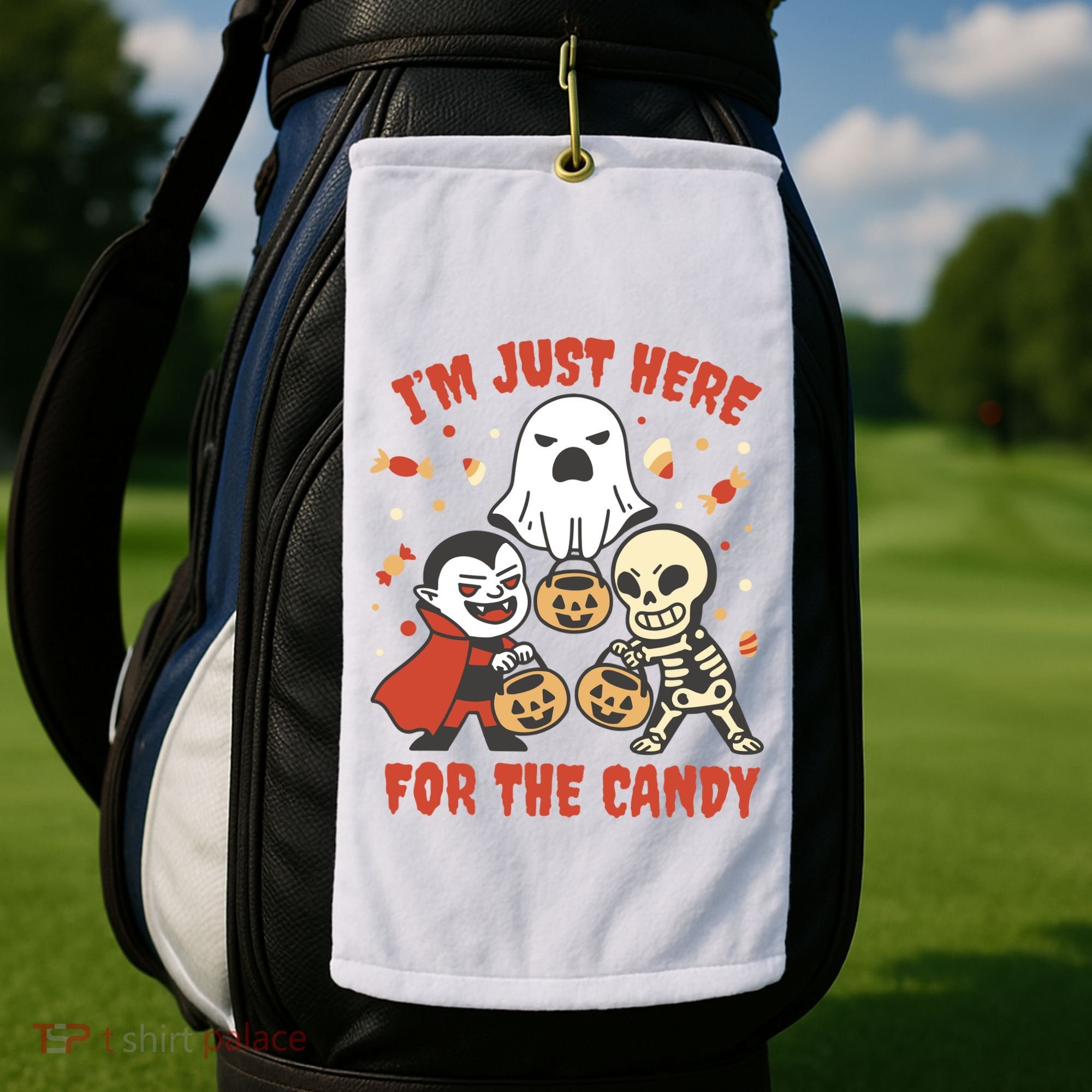 I'm Just Here For The Candy Halloween Costume Funny Golf Towel