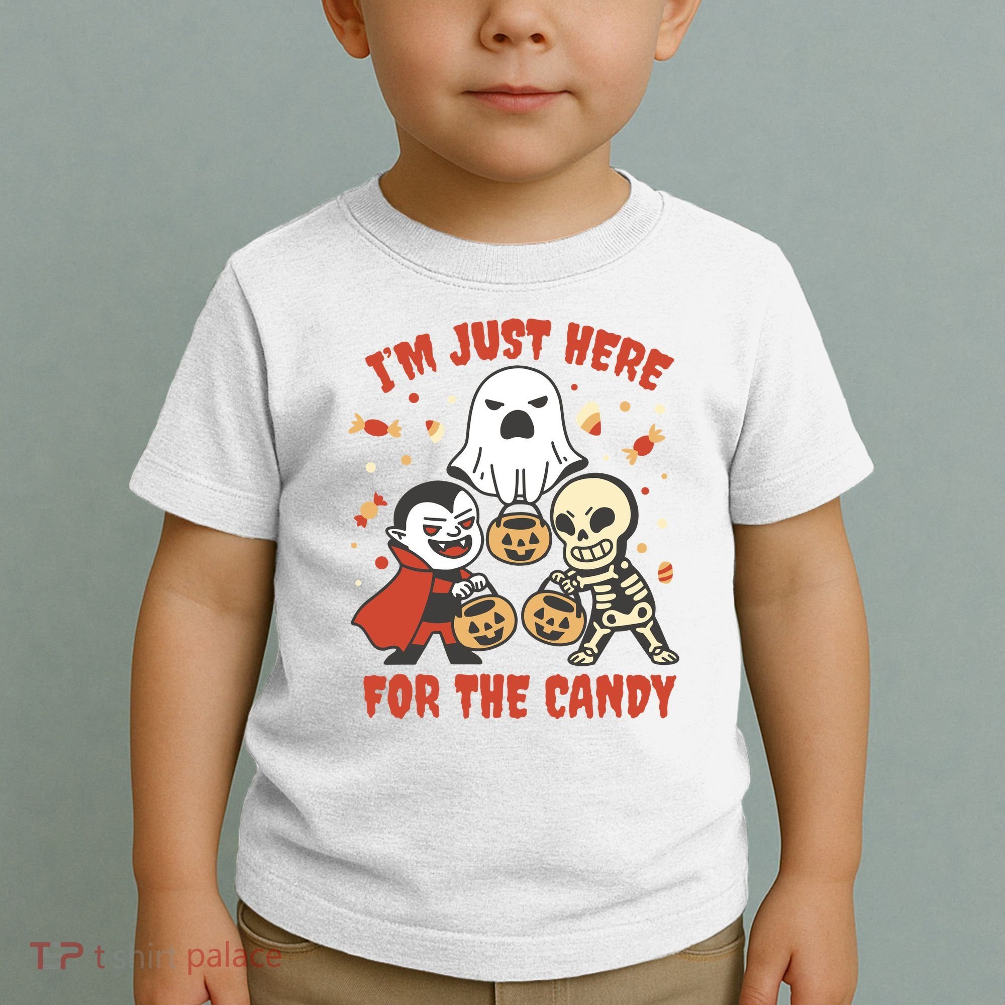 I'm Just Here For The Candy Halloween Costume Funny Toddler T-Shirt