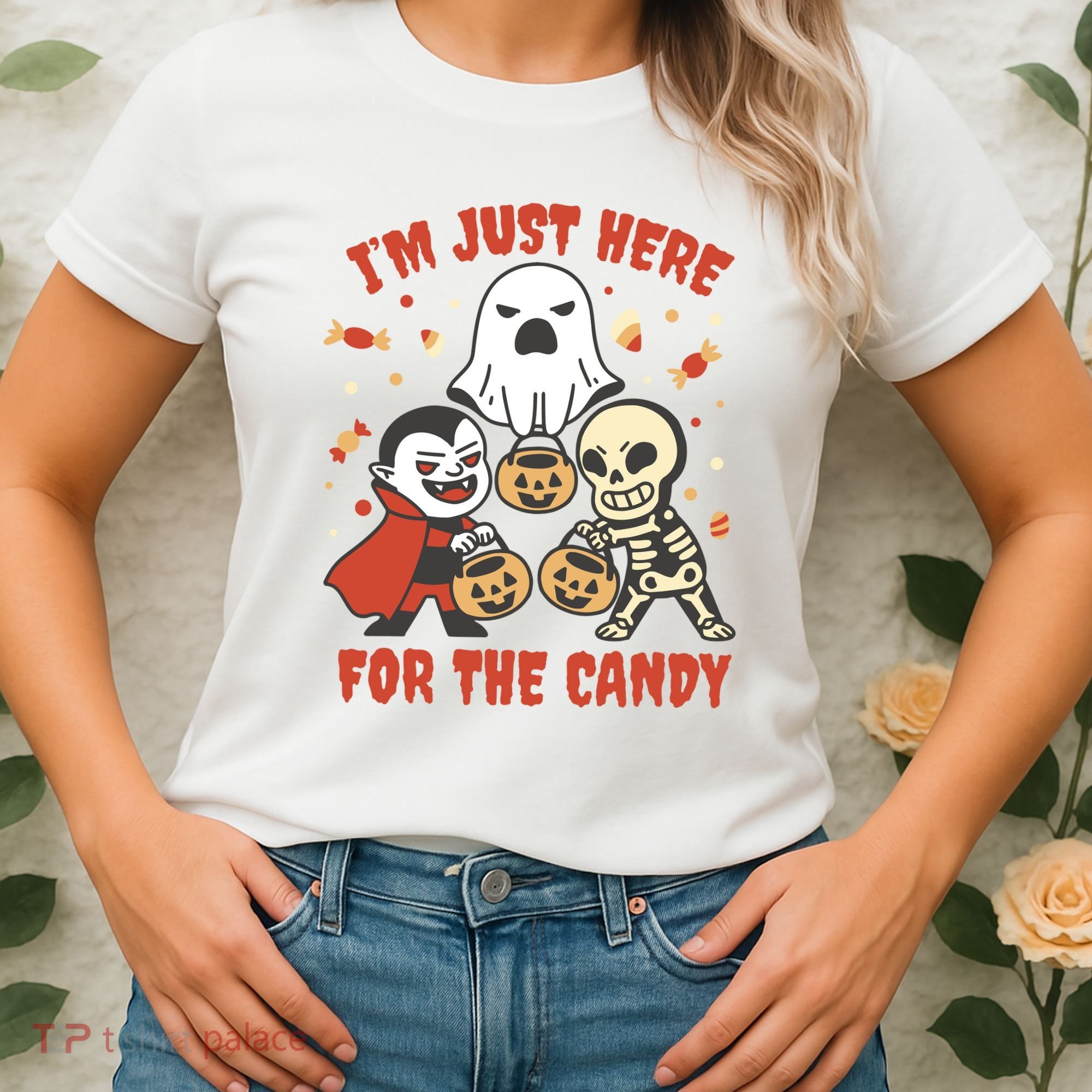 I'm Just Here For The Candy Halloween Costume Funny Women's T-Shirt