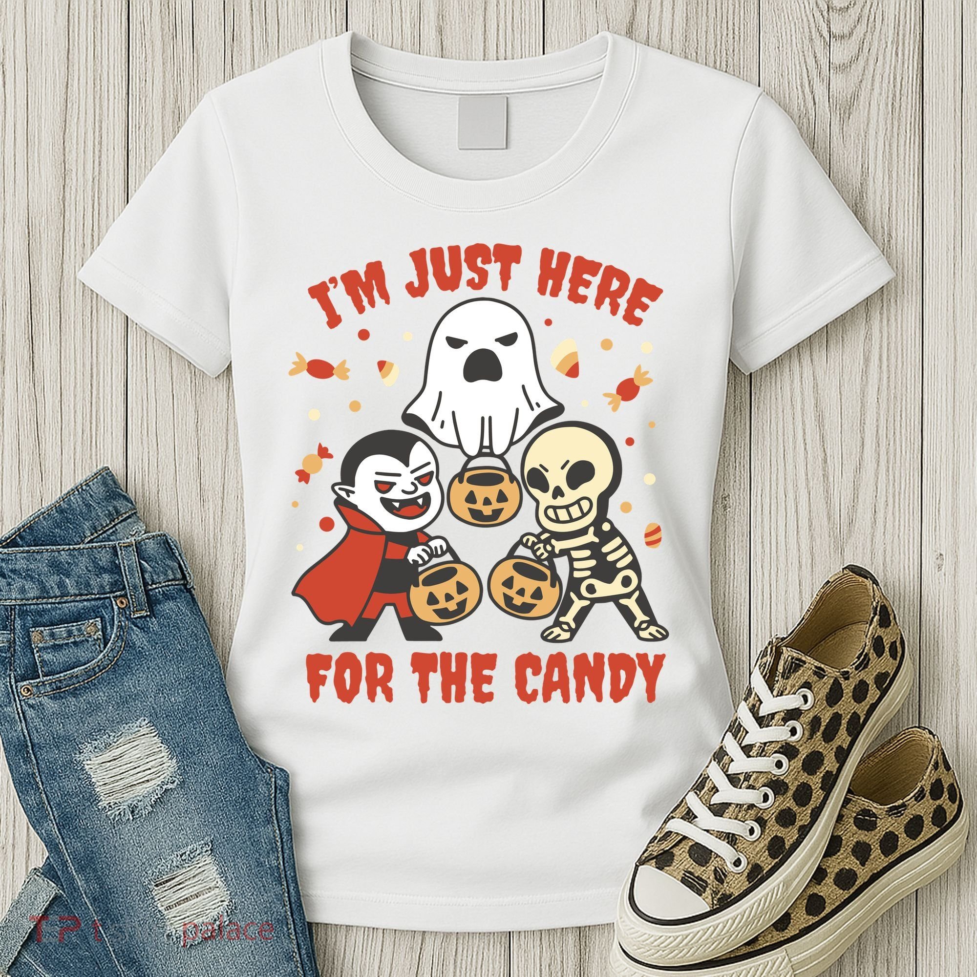 I'm Just Here For The Candy Halloween Costume Funny Women's T-Shirt