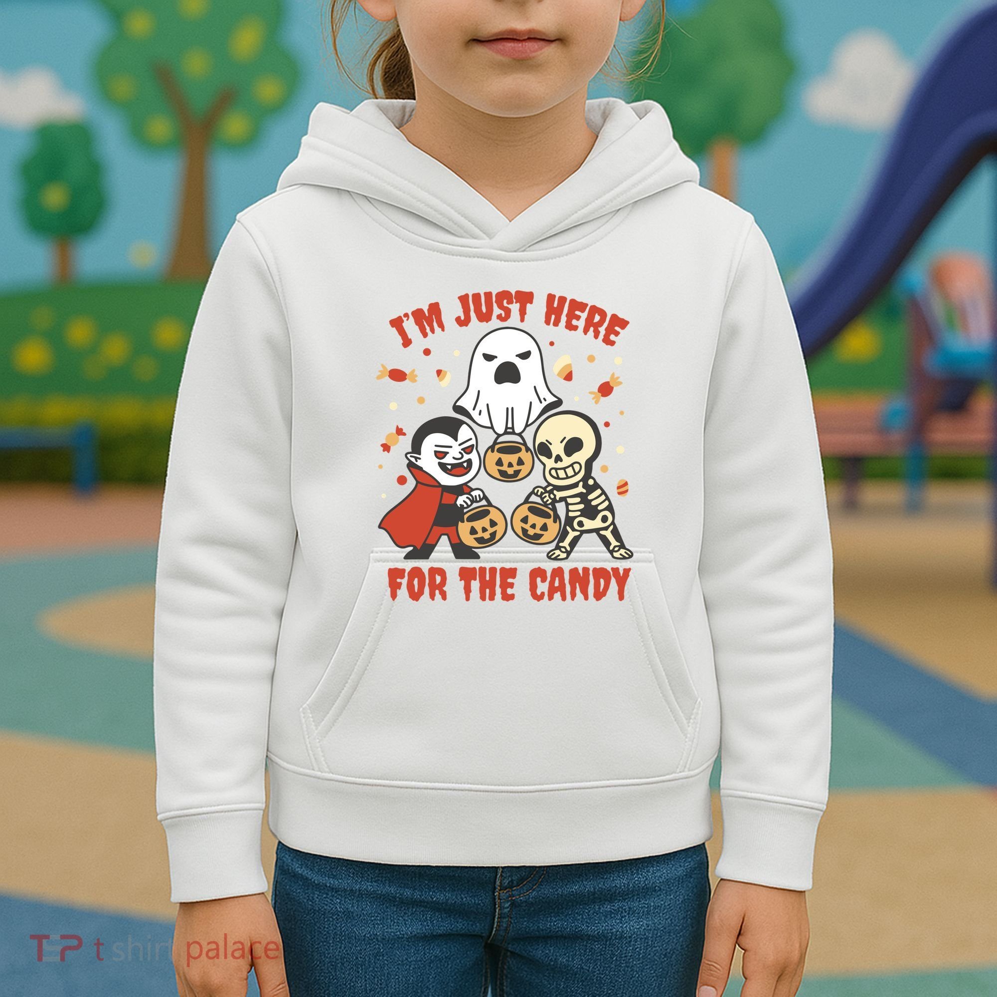 I'm Just Here For The Candy Halloween Costume Funny Kids Hoodie