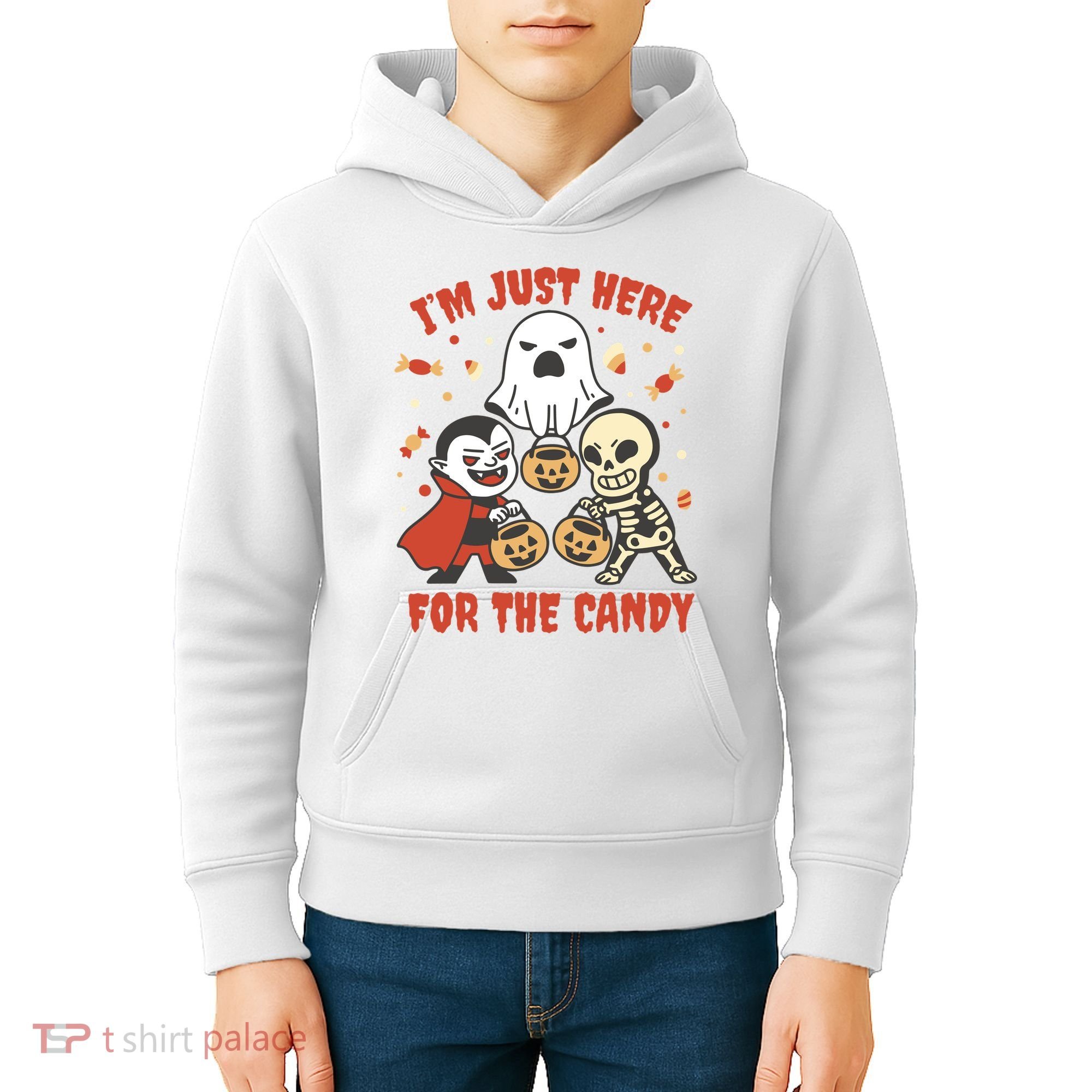 I'm Just Here For The Candy Halloween Costume Funny Kids Hoodie