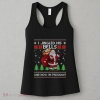 I Jingled His Bells IM Pregnant Ugly Xmas Sweater Funny Women's Tank Top thumb 3