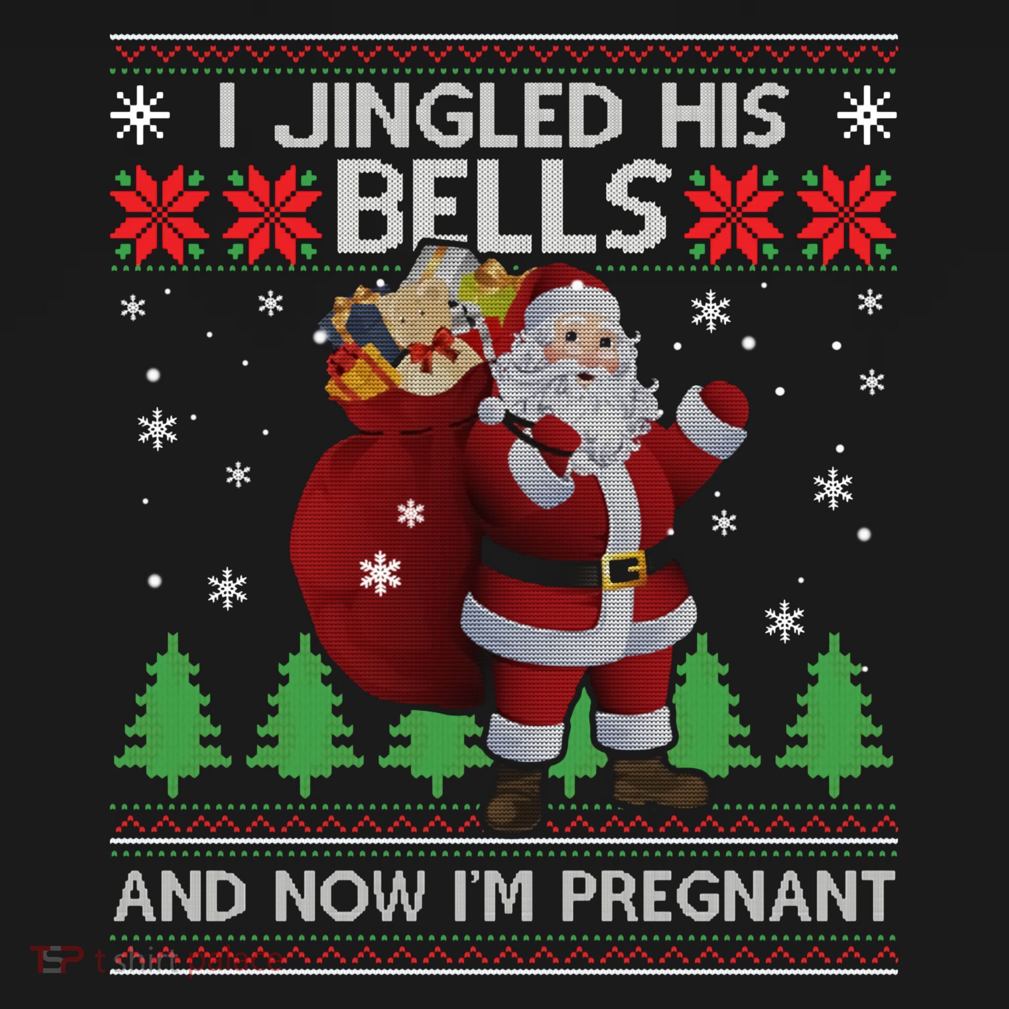 I Jingled His Bells IM Pregnant Ugly Xmas Sweater Funny Women's Tank Top