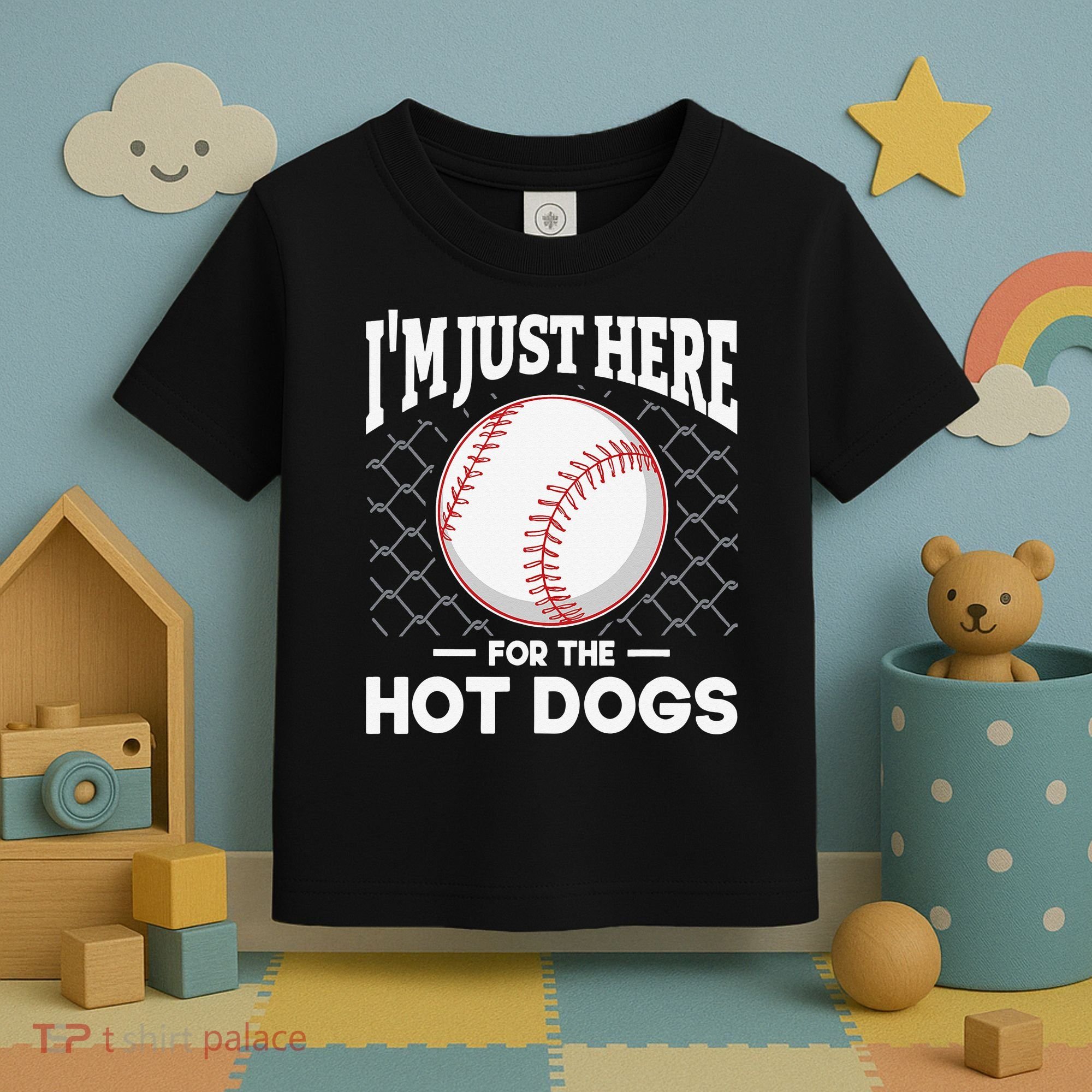 I'm Just Here For The Hot Dogs Summer Baseball Game Hotdog Toddler T-Shirt