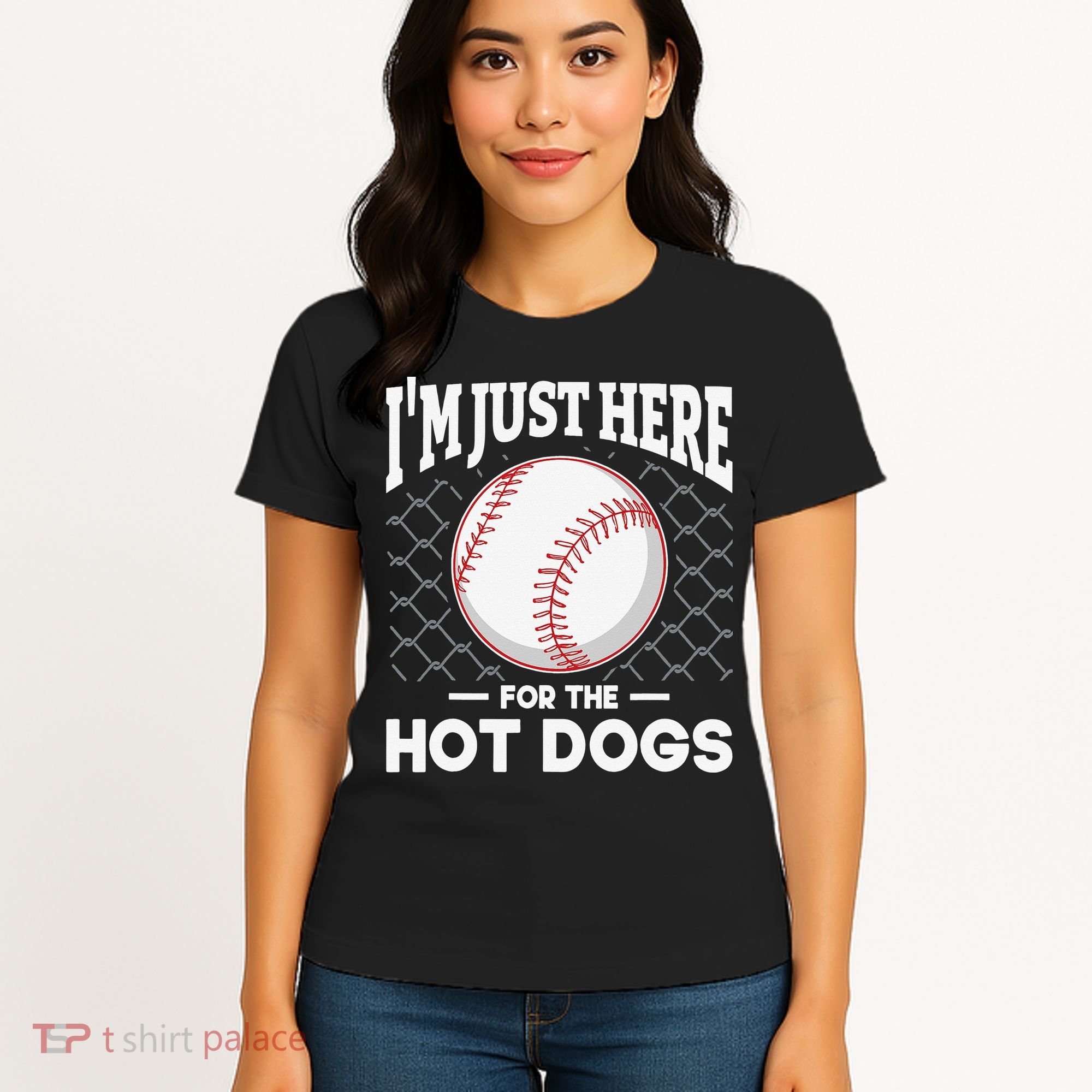 I'm Just Here For The Hot Dogs Summer Baseball Game Hotdog Women's T-Shirt