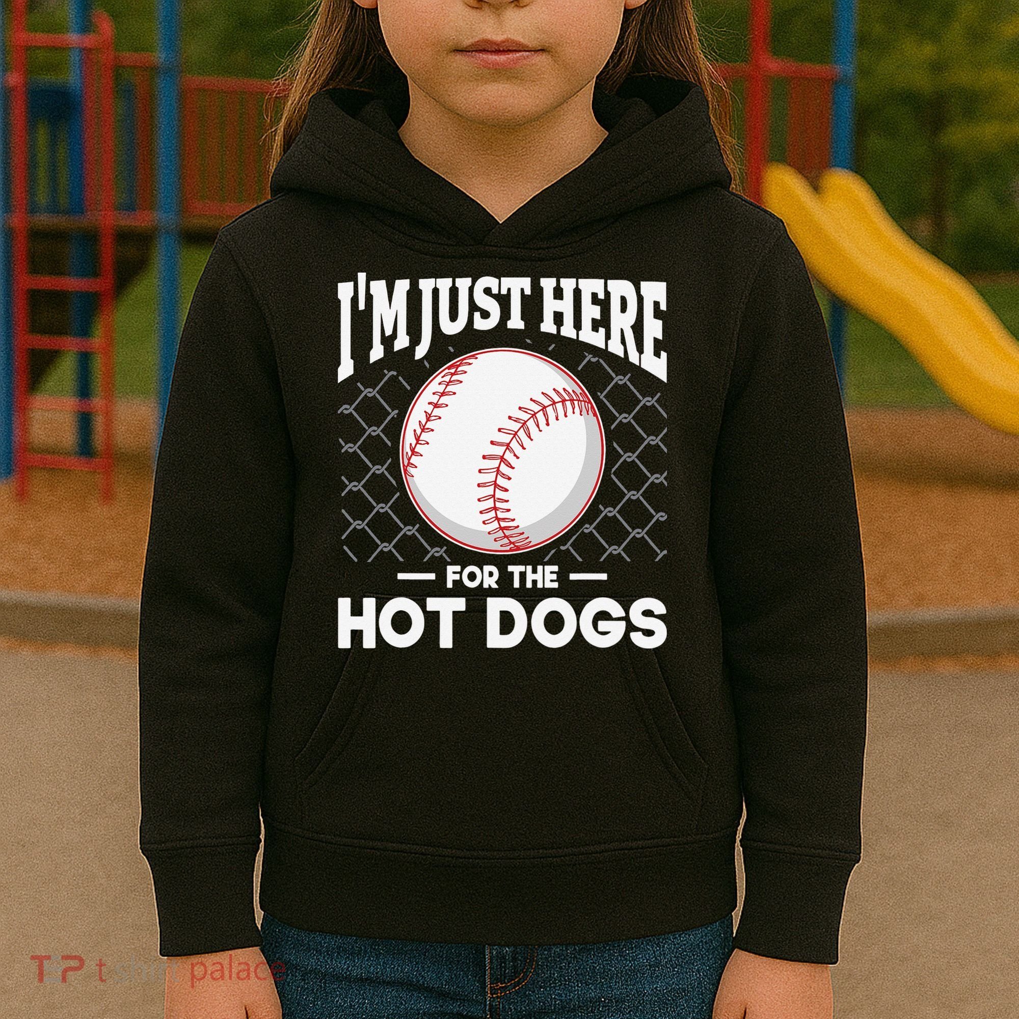 I'm Just Here For The Hot Dogs Summer Baseball Game Hotdog Kids Hoodie