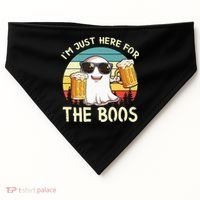 I'm Just Here For The Boos Halloween Beer Lovers USA-Made Doggie Bandana thumb 0