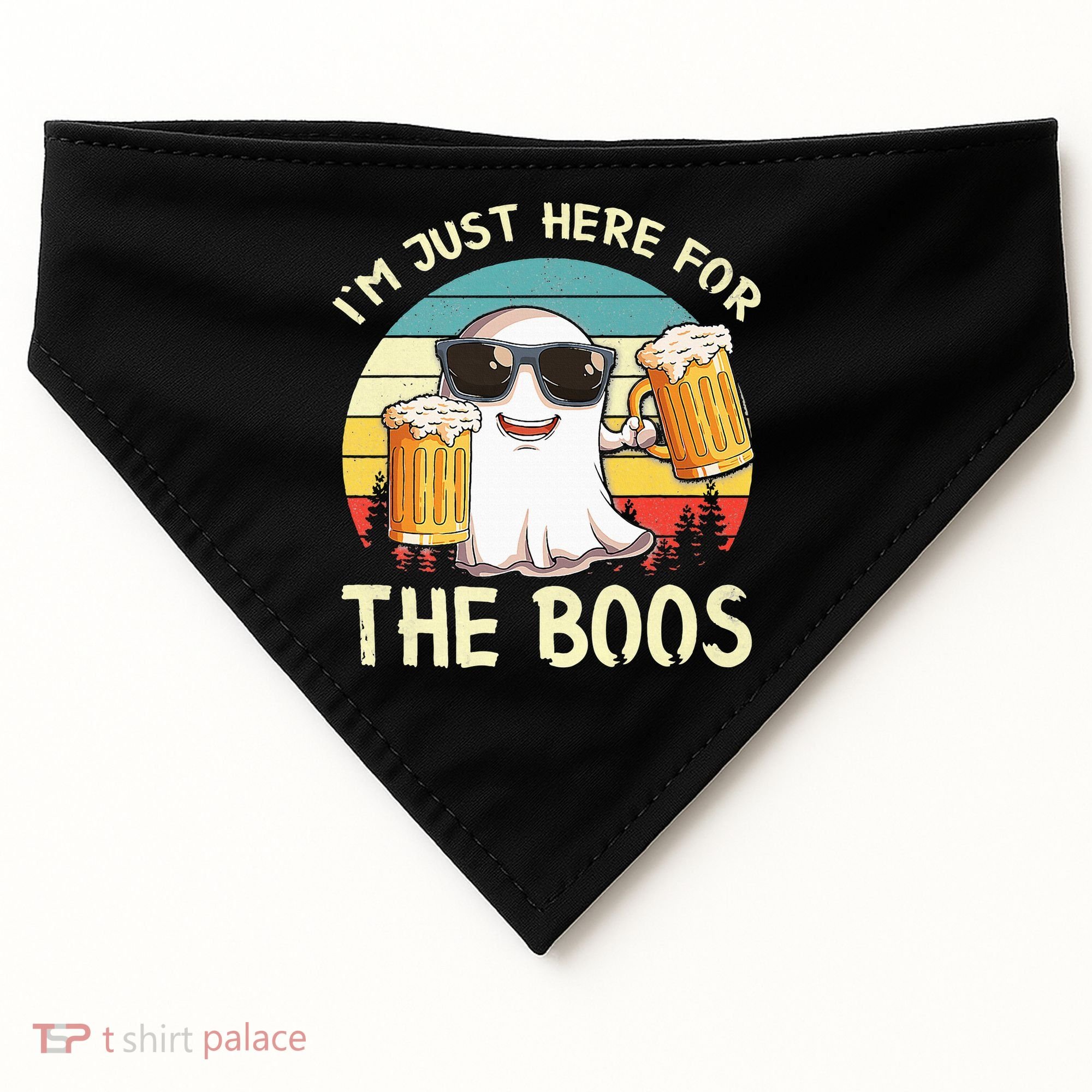 I'm Just Here For The Boos Halloween Beer Lovers USA-Made Doggie Bandana