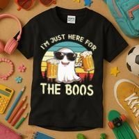I'm Just Here For The Boos Halloween Beer Lovers Kids T-Shirt thumb 3