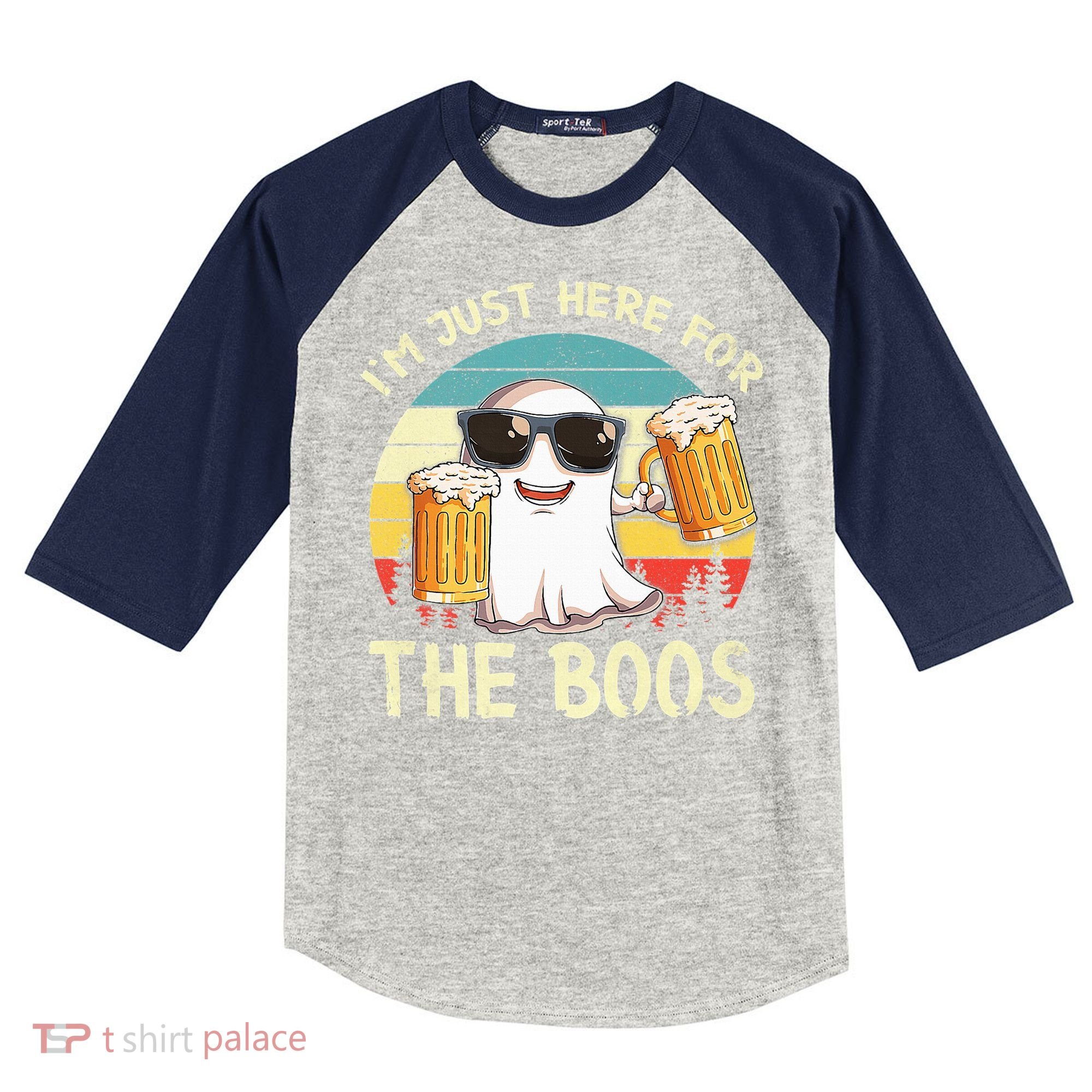 I'm Just Here For The Boos Halloween Beer Lovers Kids Colorblock Raglan Jersey